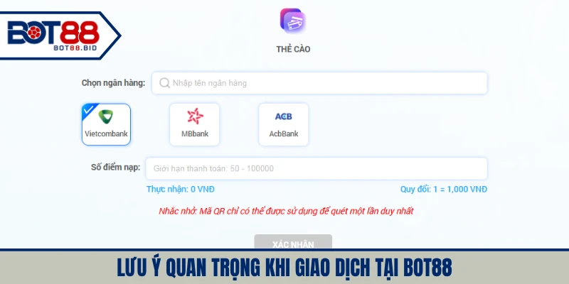 Nhập chính xác giá trị và nội dung để tài khoản lên điểm