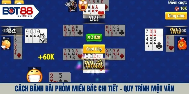 Cách đánh bài phỏm miền bắc chi tiết - Quy trình một ván
