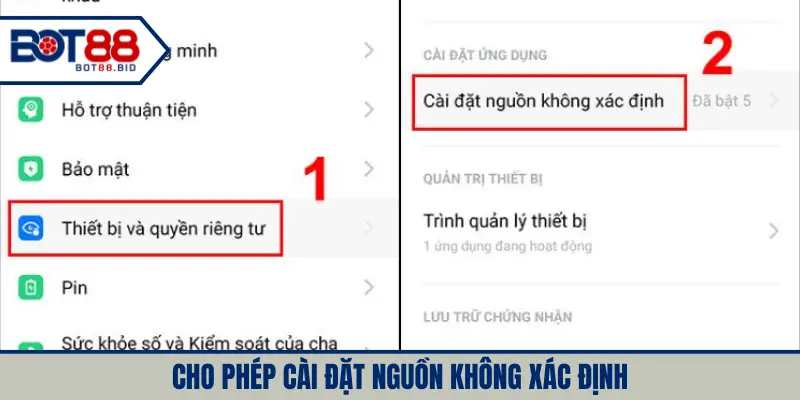 Cho phép cài đặt nguồn không xác định